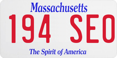 MA license plate 194SE0