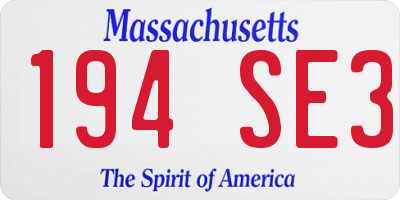 MA license plate 194SE3