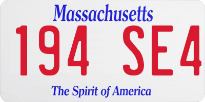MA license plate 194SE4