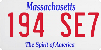 MA license plate 194SE7
