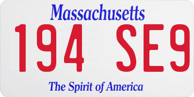 MA license plate 194SE9
