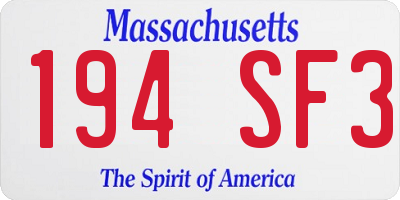 MA license plate 194SF3