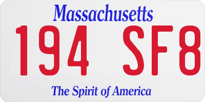 MA license plate 194SF8