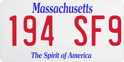 MA license plate 194SF9