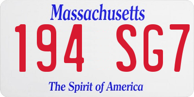 MA license plate 194SG7