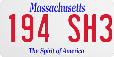 MA license plate 194SH3
