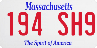 MA license plate 194SH9