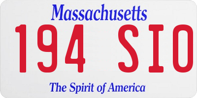 MA license plate 194SI0