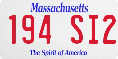 MA license plate 194SI2