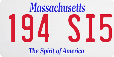 MA license plate 194SI5