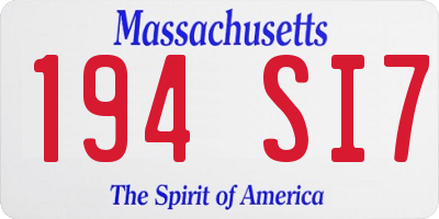 MA license plate 194SI7
