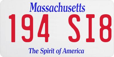 MA license plate 194SI8