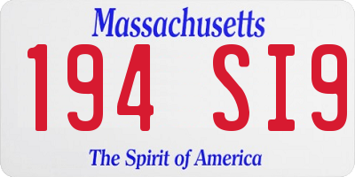MA license plate 194SI9