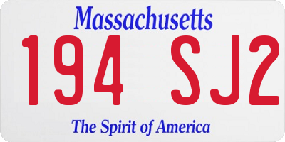 MA license plate 194SJ2