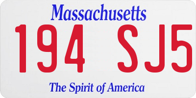 MA license plate 194SJ5