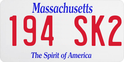 MA license plate 194SK2
