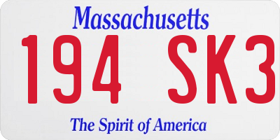 MA license plate 194SK3