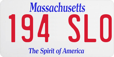 MA license plate 194SL0