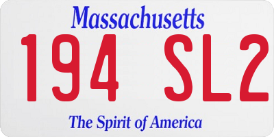 MA license plate 194SL2