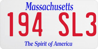 MA license plate 194SL3