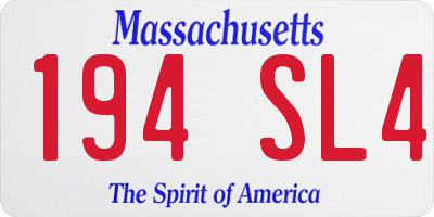 MA license plate 194SL4