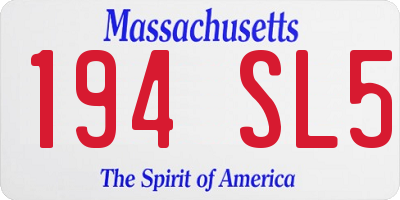 MA license plate 194SL5