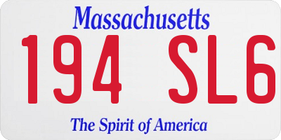 MA license plate 194SL6