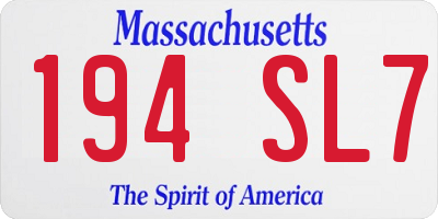 MA license plate 194SL7