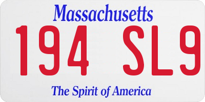 MA license plate 194SL9