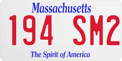 MA license plate 194SM2
