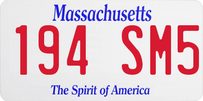 MA license plate 194SM5