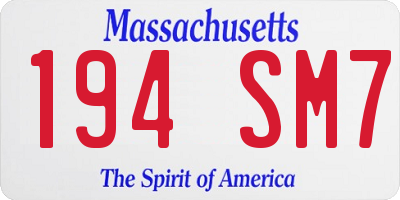 MA license plate 194SM7