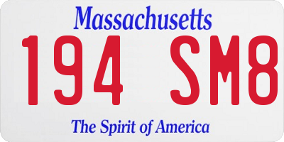 MA license plate 194SM8