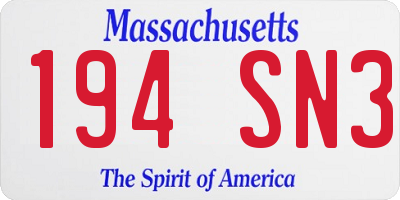 MA license plate 194SN3