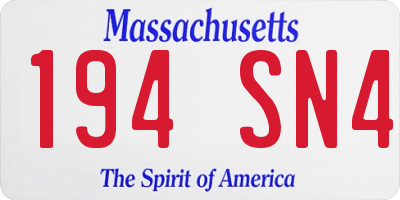 MA license plate 194SN4