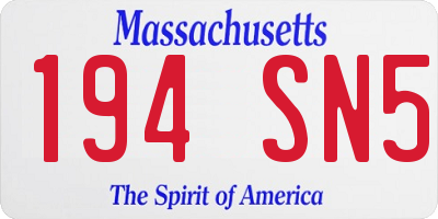 MA license plate 194SN5