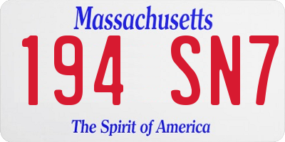 MA license plate 194SN7
