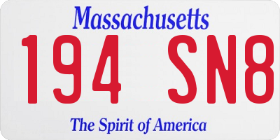 MA license plate 194SN8