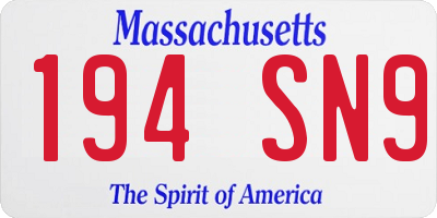 MA license plate 194SN9