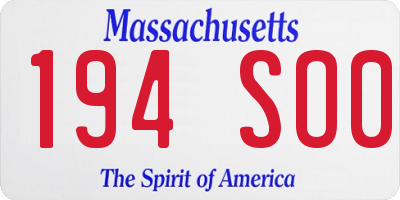 MA license plate 194SO0