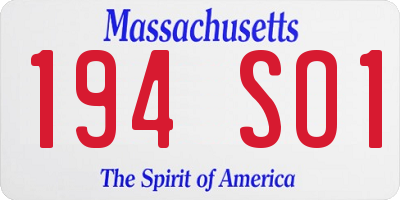 MA license plate 194SO1