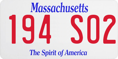 MA license plate 194SO2