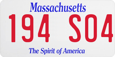 MA license plate 194SO4