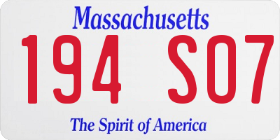 MA license plate 194SO7