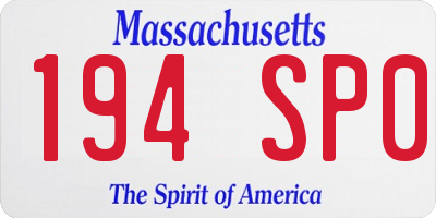 MA license plate 194SP0