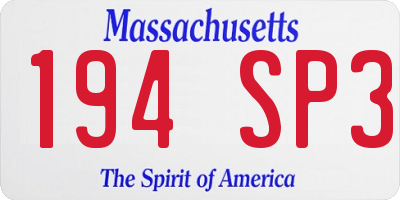 MA license plate 194SP3