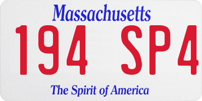 MA license plate 194SP4