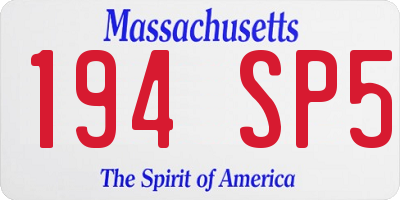 MA license plate 194SP5