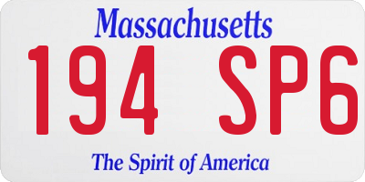 MA license plate 194SP6
