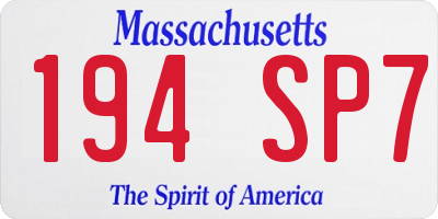 MA license plate 194SP7